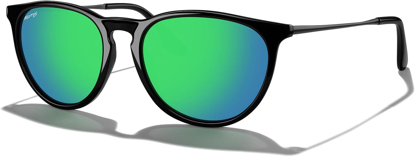 MERRY'S Vintage Polarized Sunglasses for Women Men Retro Round Mirrored Lens Sun glasses UV400