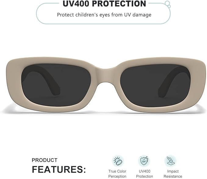 Retro Rectangle Kids Sunglasses 90’s Vintage Fashion Narrow Square Frame Glasses Shades for Girls Boys UV Protection