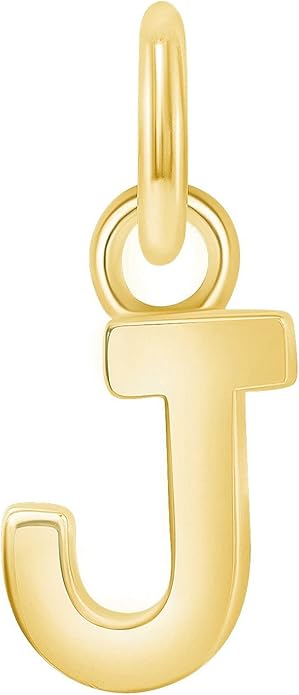 Takar Dainty 10K Gold Mini Initial Letter Pendant, A-Z Bold Gold Letter Charm For Women And Men, Personalized Pendant Charms, Christmas Gift for Women and Men Made In USA