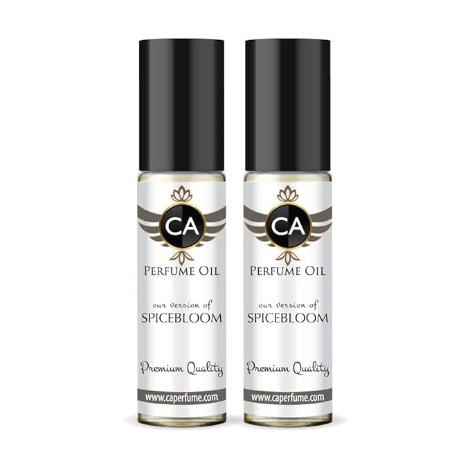 CA Perfume Impression of Spicebloom for Men Eau De Parfum Woody Spicy Scent Long Lasting Cologne for Men Travel Size TSA Ready for Day and Night Wear 0.33 Fl Oz 10ml (Pack of 2)