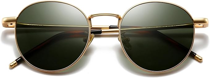 SUNGAIT Ponderable Metal Round Sunglasses for Men Women Classic Vintage Polarized Circle Sun Glasses