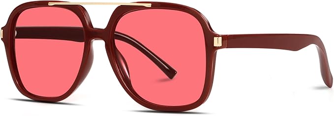 Retro Aviator Sunglasses for Women Men 2026 Square Top Bar Sun Glasses Sunnies 70s Lightweight Shades