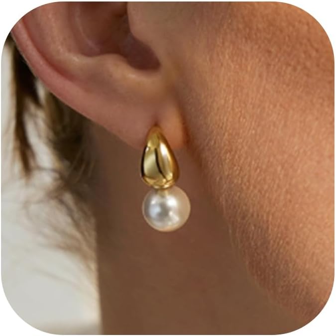 CHESKY Christmas Gifts Pearl Earrings for Women, Dainty 14K Gold Plated/Silver Plated Drop Quality Handpicked AAA+ Freshwater Cultured Round Pearls Dangle Earrings Wedding Jewelry for Women Gifts