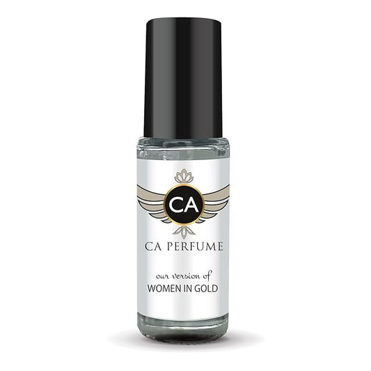 CA Perfume Impression of Women In Gold Fragrance Oil Chypre Floral Scent Long Lasting Perfumes for Women Travel Size TSA Ready Mini Parfum Body Oil Roll-on 0.14 Fl Oz 4ml