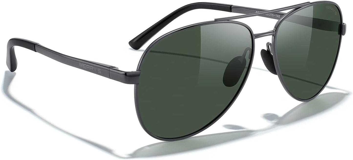 MERRY'S Aviator Sunglasses for Men Women - Polarized Driving Sun glasses Mirrored Lens UV 400 Protection 58 MM