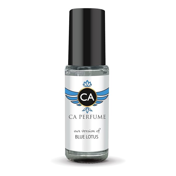 CA Perfume Originals Blue Lotus Unisex Perfume Oil Musk Scent Long Lasting Fragrance for Women and Men Travel Size Mini Perfume Sample TSA Ready Body Oil Roll-on 0.14 Fl Oz 4ml