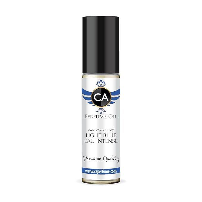 CA Perfume Impression of Light Blue Eau Intense for Men Eau De Parfum Woody Aquatic Scent Long Lasting Cologne for Men Travel Size TSA Ready for Day and Night Wear 0.33 Fl Oz 10ml