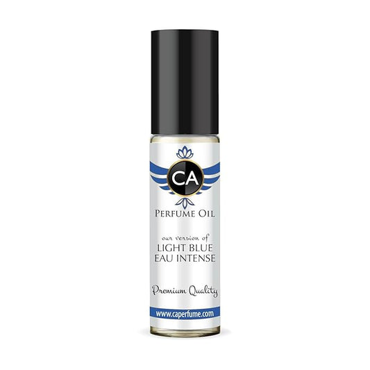 CA Perfume Impression of Light Blue Eau Intense for Men Eau De Parfum Woody Aquatic Scent Long Lasting Cologne for Men Travel Size TSA Ready for Day and Night Wear 0.33 Fl Oz 10ml