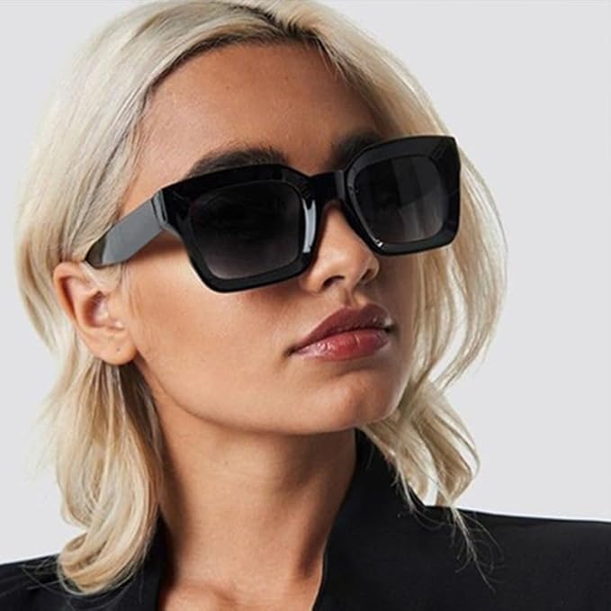 Trendy Square Sunglasses for Men Women Fashion Thick Rectangle Sun Glasses UV Protection Shades Designer Style