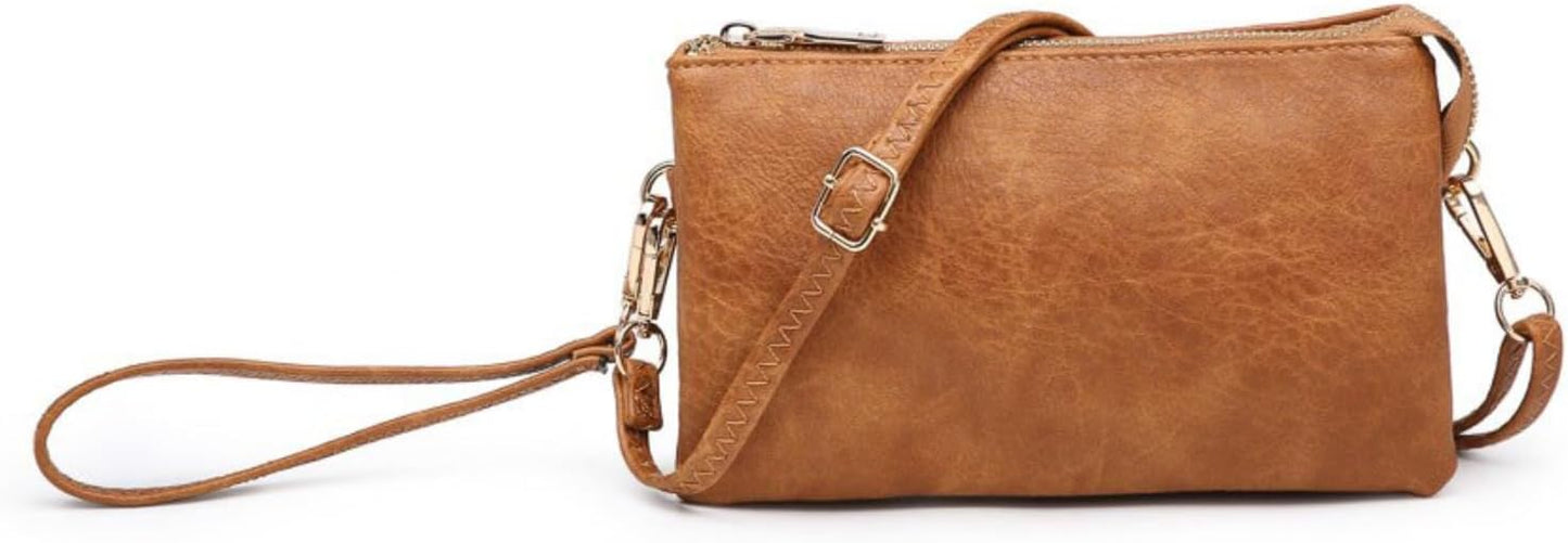 JEN & CO. Riley Small Crossbody Bags for Women Vegan Leather Wristlet Clutch Wallet Purses Handbags with 2 Straps