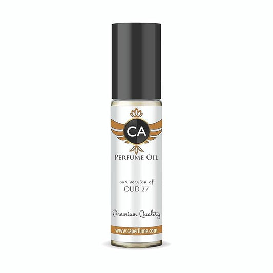 CA Perfume Impression of Oud 27 Unisex Fragrance Oil Amber Woody Scent Long Lasting Perfumes for Women & Men Travel Size TSA Ready Mini Parfum Body Oil Roll-on 0.33 Fl Oz 10ml