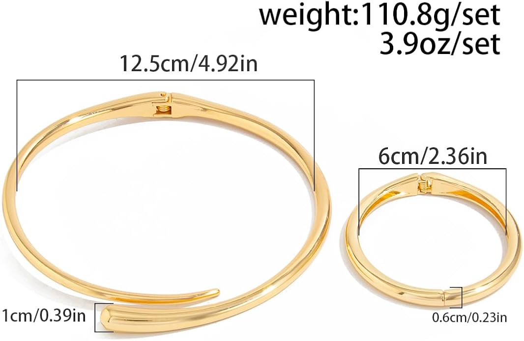 Chunky Gold Choker Necklace for Women With Bracelets, 18K Gold Plated Statement Teardrop Collar Silver Minimalist Fashion Accessories Jewelry Gifts
