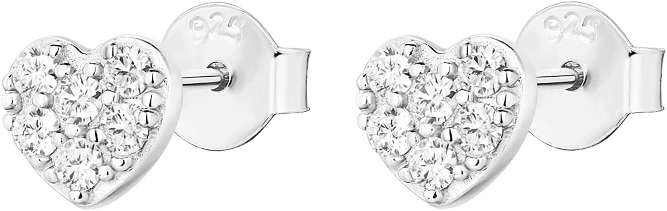 PAVOI 14K Gold Plated 925 Sterling Silver Stud Earrings for Women | Dainty Geometrical Bar Triangle Heart Earrings