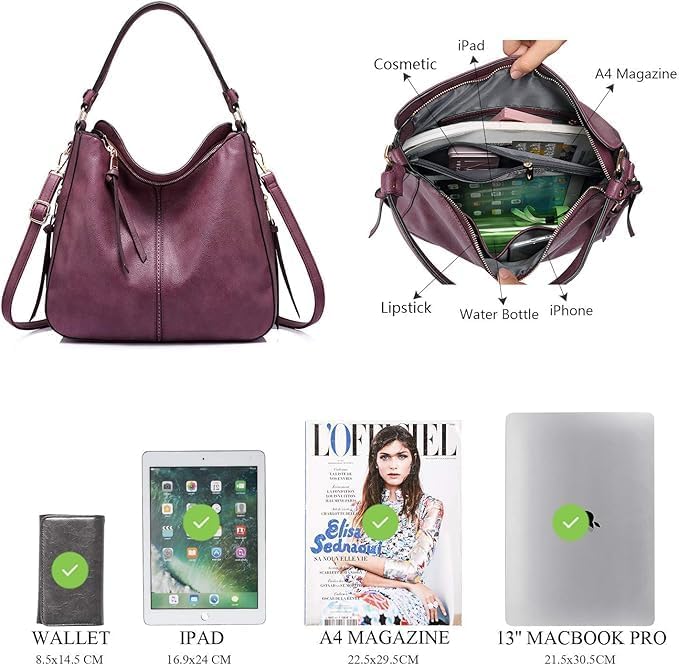 Realer Hobo Crossbody Bags for Women Designer Faux Leather Hobo Handbags Retro Large Size Shoulder Bag Bucket Purse