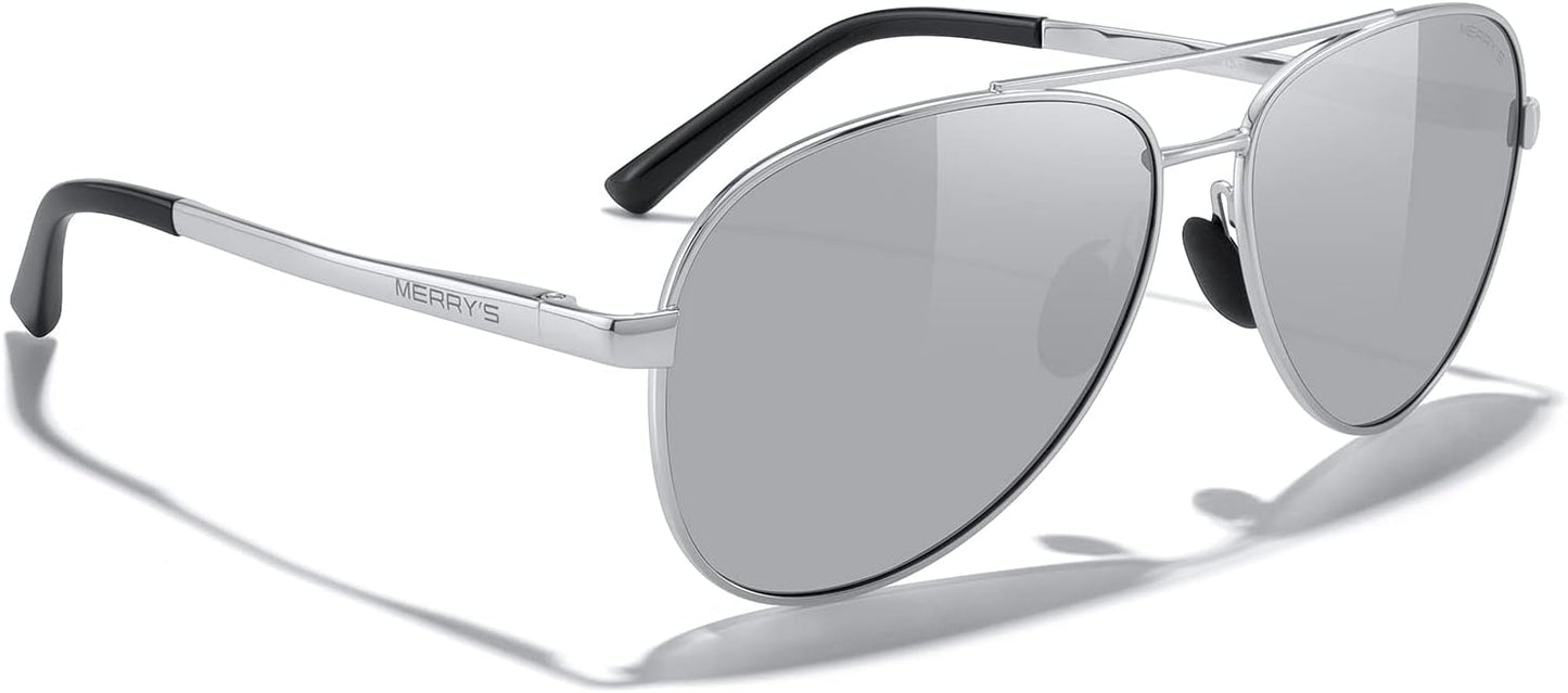 MERRY'S Aviator Sunglasses for Men Women - Polarized Driving Sun glasses Mirrored Lens UV 400 Protection 58 MM