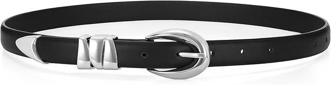 WHIPPY Women Skinny Leather Belt for Jeans Pants Dresses Ladies Fashion Waist Belt with Shiny Gold Buckle
