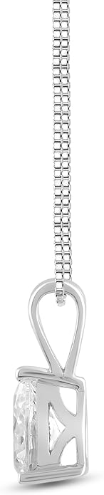 Everyday Elegance Solid 14K Gold Cubic Zirconia Solitaire Pendant Necklace for Women Heart, Princess, Round, Oval, Emerald, Pear & Cushion Cut 1 or 2 CTW | .60mm Thick 16" 18" Length Box Link Chain