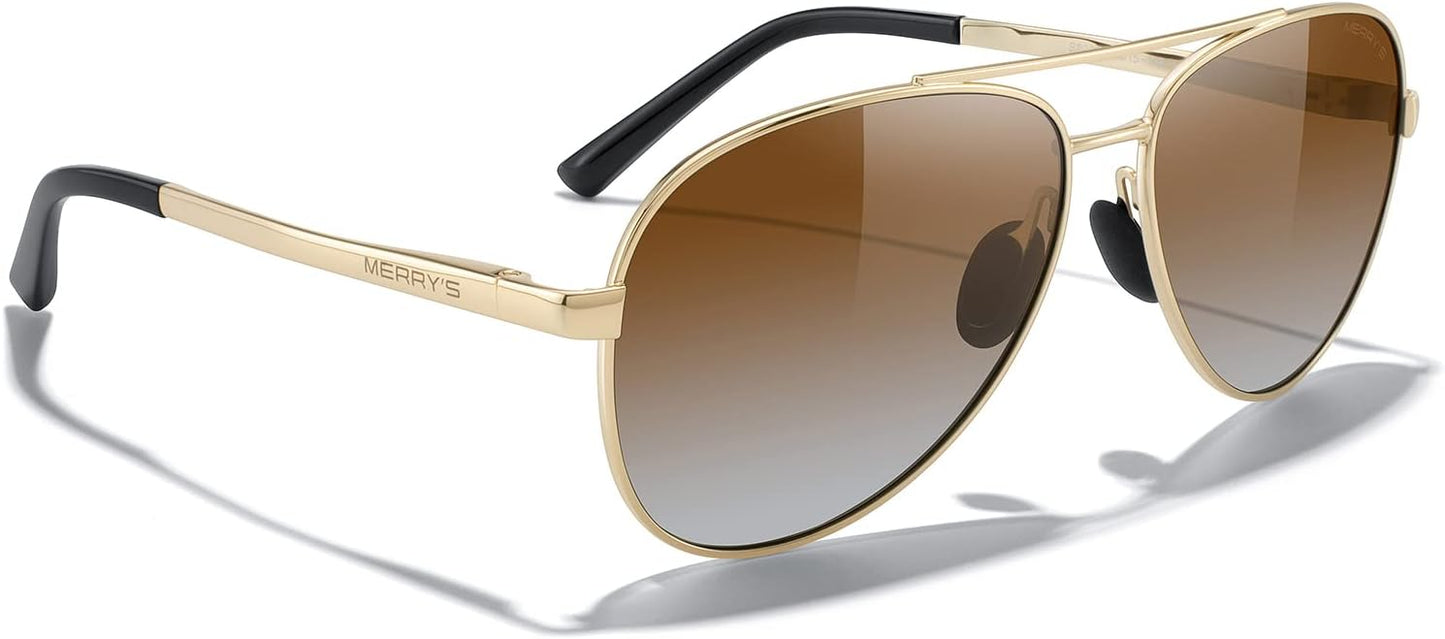 MERRY'S Aviator Sunglasses for Men Women - Polarized Driving Sun glasses Mirrored Lens UV 400 Protection 58 MM