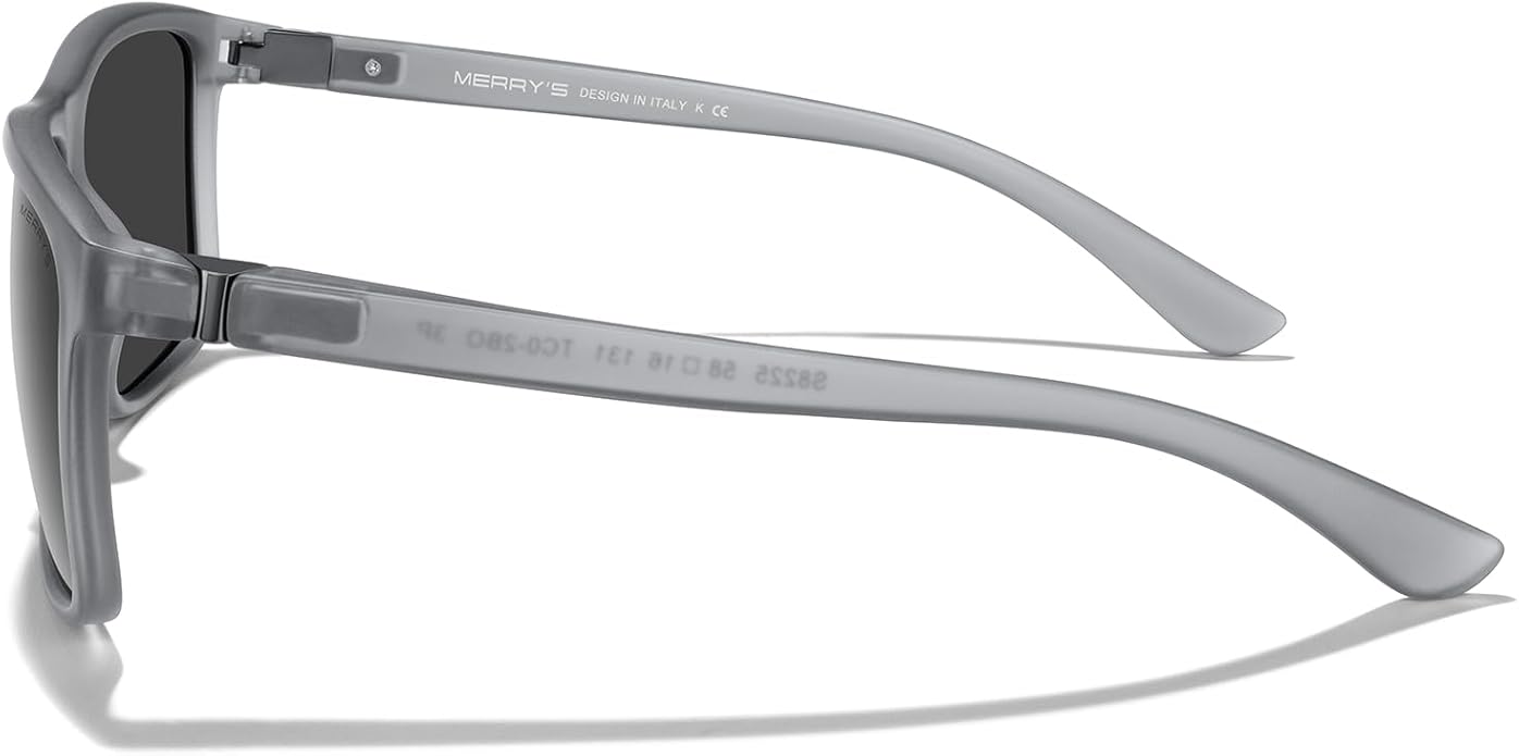 MERRY'S Rectangular Polarized Sports Sunglasses for Men Women Cycling Driving Fishing UV400 Protection S8225