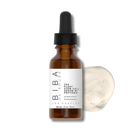 Biba De Sousa The Plant Stem Cell Peptide Serum - Intense Repair, Hydration & Youthful Glow with Plant Peptides, Hyaluronic Acid, Antioxidants, Vit B5 (1oz)