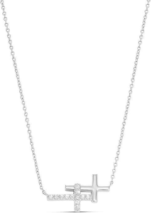 Milla 14K Gold Plated Cross Necklace for Women, Silver Cross Necklaces for Women, 18 inches Chain with Cross Pendant