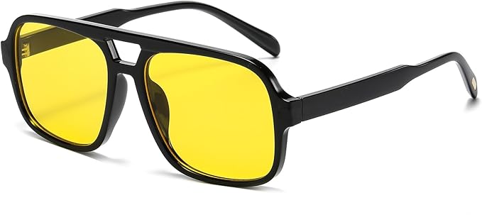 Retro Aviator Sunglasses for Women Men Trendy Classic 70s Square Aviator Sun Glasses Vintage Shades