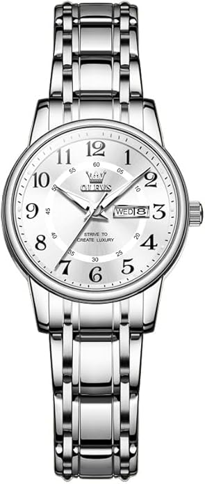 OLEVS Stainless Steel Women's Watch Dress Watches for Women with Date Fashion Ladies Business Waterproof Analog Quartz Small Wrist Watch Reloj Mujer
