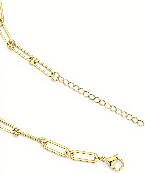 Link Gold Chain 14K Gold Plated Trendy Rope Paperclip Thick Chain Necklace Minimalist Layered Gold Chain Choker Necklaces for Women