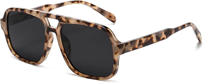 Retro Aviator Sunglasses for Women Men Trendy Classic 70s Square Aviator Sun Glasses Vintage Shades
