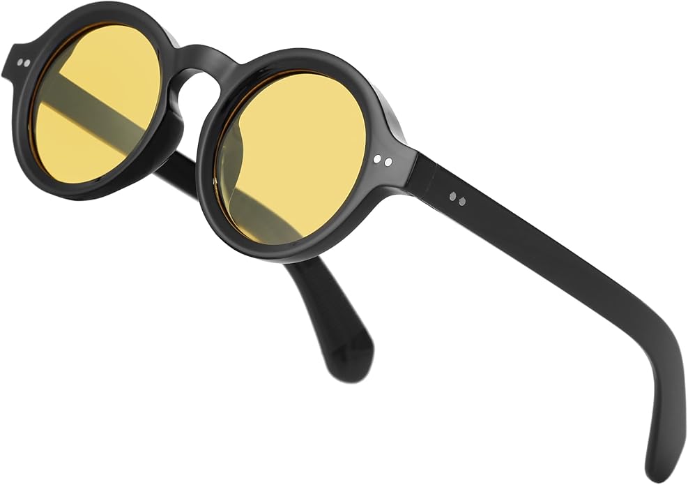 Trendy Round Polarized Sunglasses for Men Women Chunky Hippie Costume Sun Glasses 90s Circle Retro Style