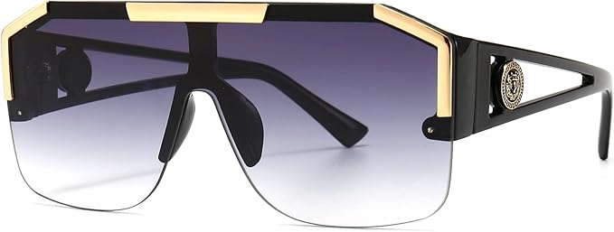 AIEYEZO Square Oversized Sunglasses Flat Top Shield Sun Glasses for Men Women One Lens Square Shades