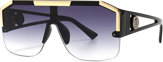 AIEYEZO Square Oversized Sunglasses Flat Top Shield Sun Glasses for Men Women One Lens Square Shades
