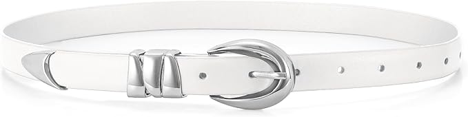WHIPPY Women Skinny Leather Belt for Jeans Pants Dresses Ladies Fashion Waist Belt with Shiny Gold Buckle
