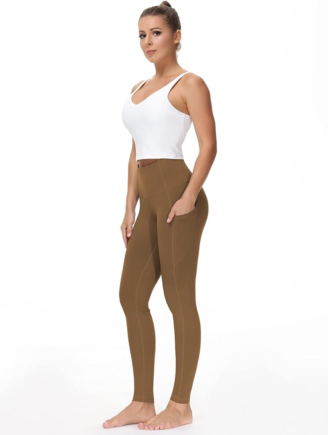 THE GYM PEOPLE Thick High Waist Yoga Pants with Pockets, Tummy Control Workout Running Yoga Leggings for Women