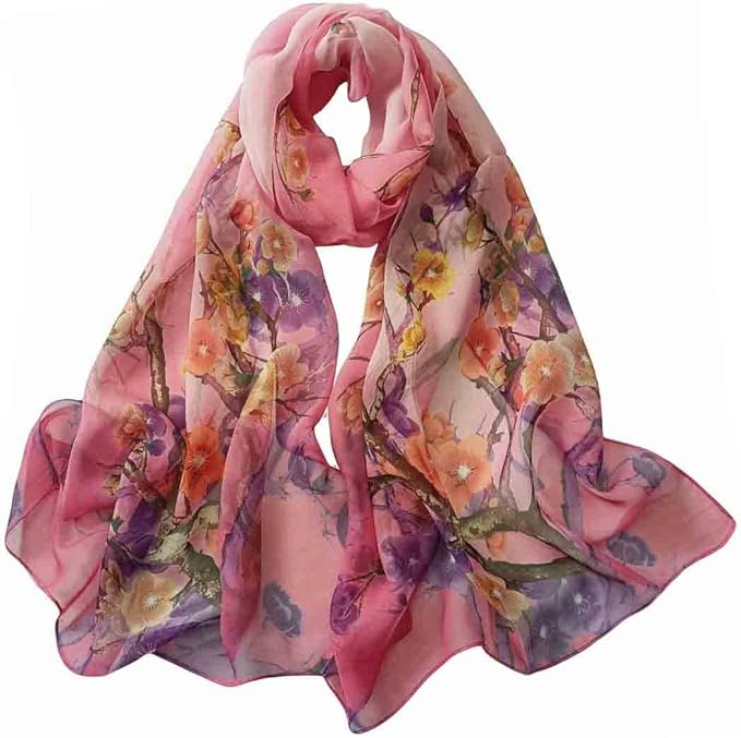 Pokeedioty Scarfs for Women Lightweight Scarves Elegant Floral Pattern Sheer Scarfs Shawls Wraps