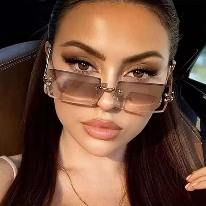 Kursan Frameless Rectangle Sunglasses for Men Women Small Rimless Sun Glasses Shades UV400 Protection