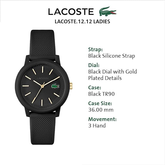 Lacoste 12.12 Women's Quartz Watch - TR90 Case Quartz - Premium Sporty Fashion Timepiece