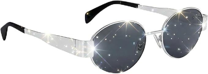 Retro Round Sunglasses for Men Women - Classic Metal Frame Circle Glasses - Vintage Steampunk Style Eyewear (Gold & Silver)