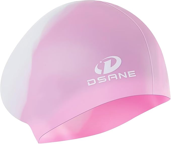 Womens Silicone Swim Cap for Long Hair,3D Ergonomic Design Silicone Swimming Caps for Women Kids Men Adults Boys Girls with Ear Plug and Nose Clip