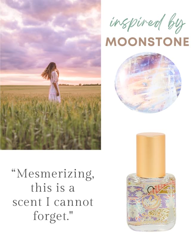 The Sage Lifestyle Moonstone Roll On, Oil, Extract, Gardenia, Lily, Vanilla Musk, Egyptian Musk, Perfume for Women, Long Lasting, Floral Fragrance, Parfum, 1/4 oz, Travel Size, Mini Perfume for Women