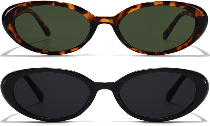 Oval Sunglasses for Women Men Fashion Small 90s Style Sun Glasses UV400