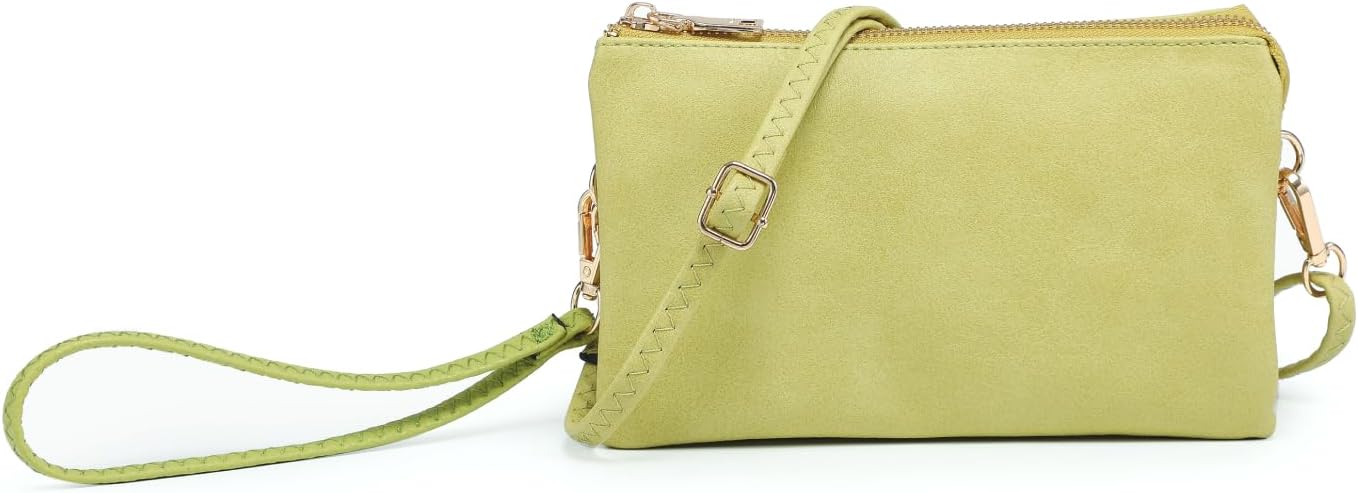 JEN & CO. Riley Small Crossbody Bags for Women Vegan Leather Wristlet Clutch Wallet Purses Handbags with 2 Straps