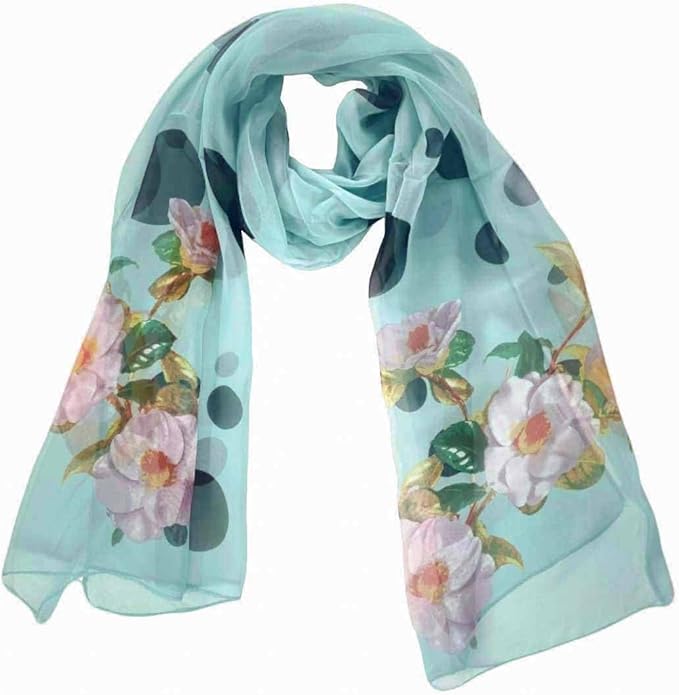 Pokeedioty Scarfs for Women Lightweight Fashion Scarves Elegant Floral Pattern Sheer Scarfs Sunscreen Shawls Wraps