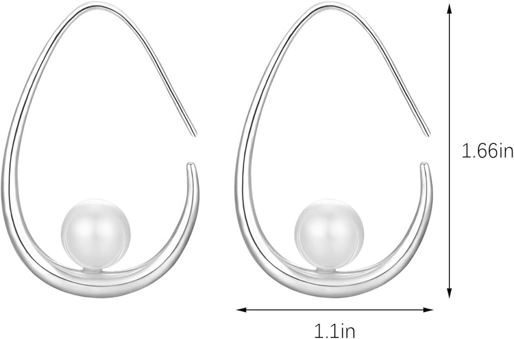 14k Gold Plated Lightweight Pearl Earrings,Trendy Jewelry,Teardrop Hoop Earrings for Women,Pearl Drop Earrings,Elegant Jewelry for Gifts