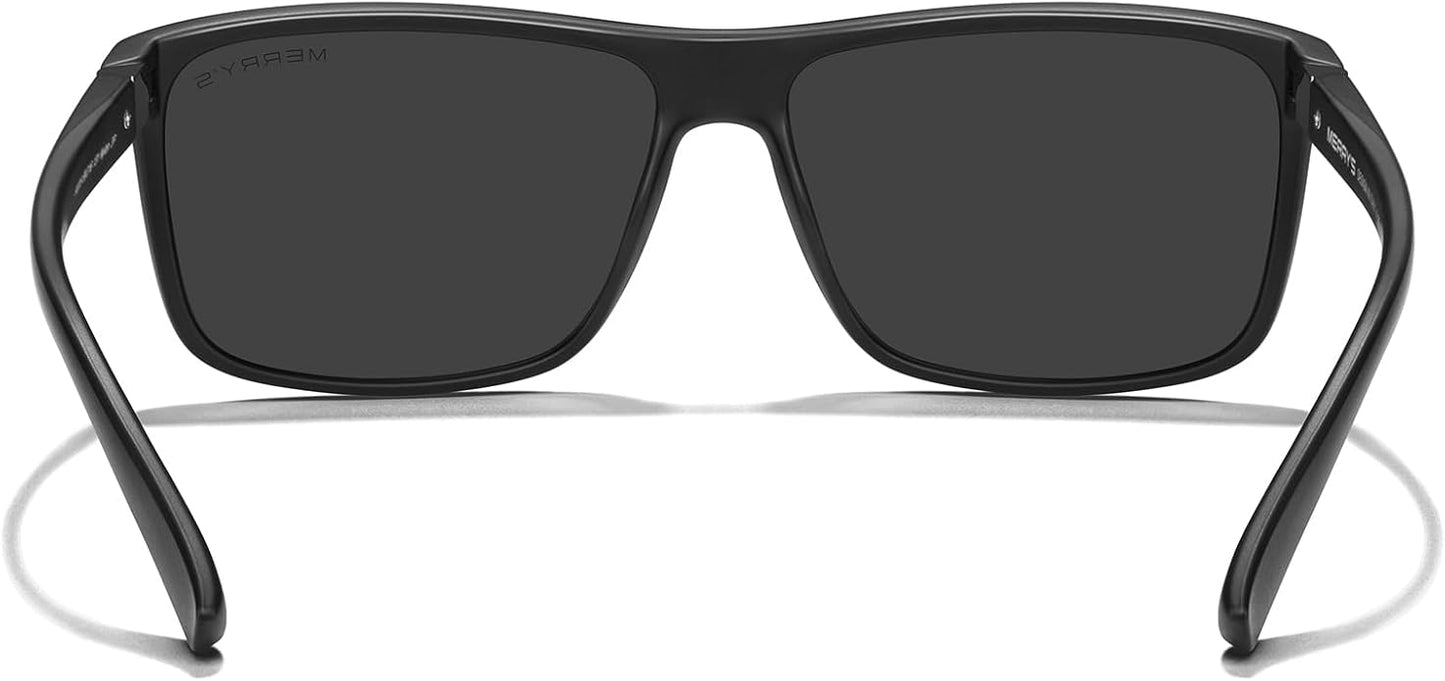 MERRY'S Rectangular Polarized Sports Sunglasses for Men Women Cycling Driving Fishing UV400 Protection S8225