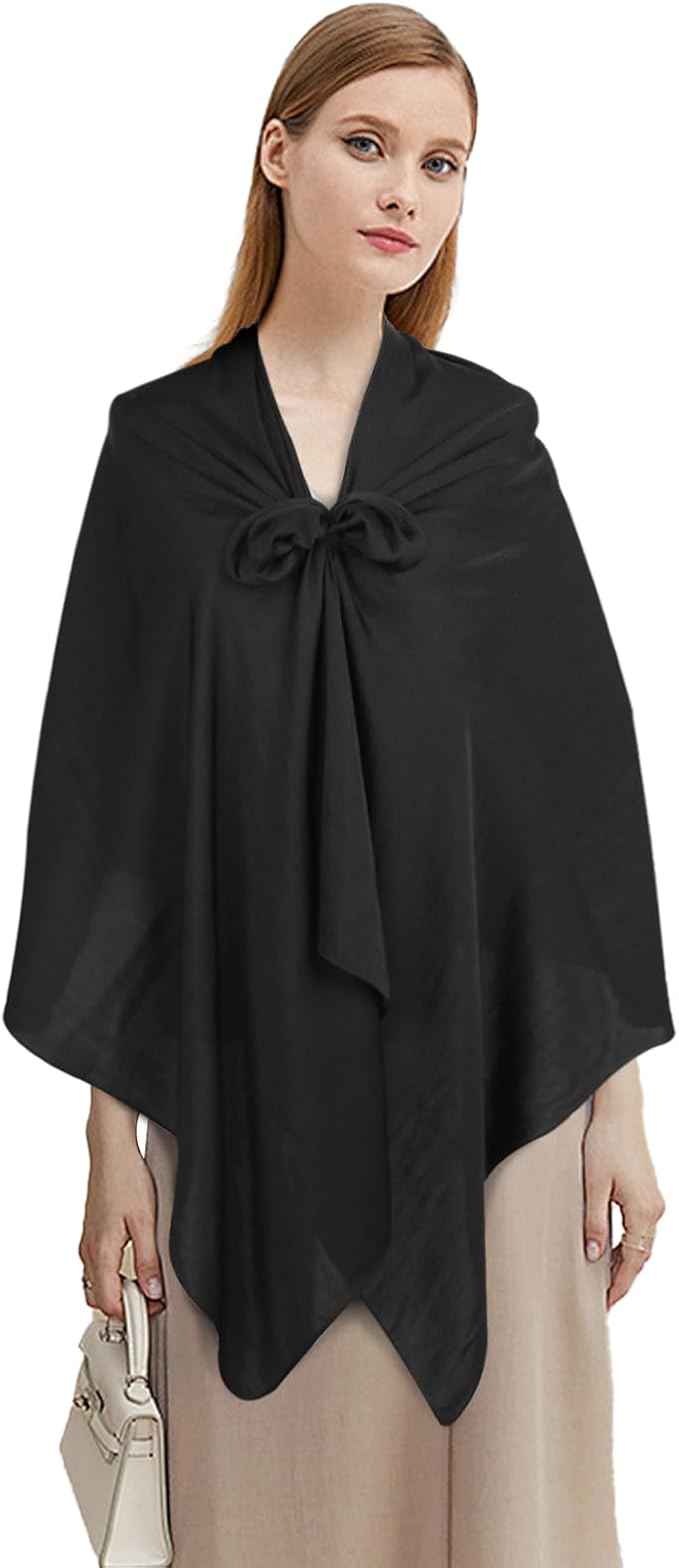 EXTREE Scarfs for Women Pashmina Silky Shawl Wrap for Evening Dressing Blanket Open Front Poncho Cape