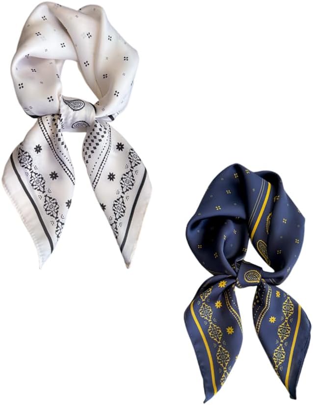 FONYVE Silk Feeling Scarf Medium Square Satin Head Scarf for Women 27.5 × 27.5 inches