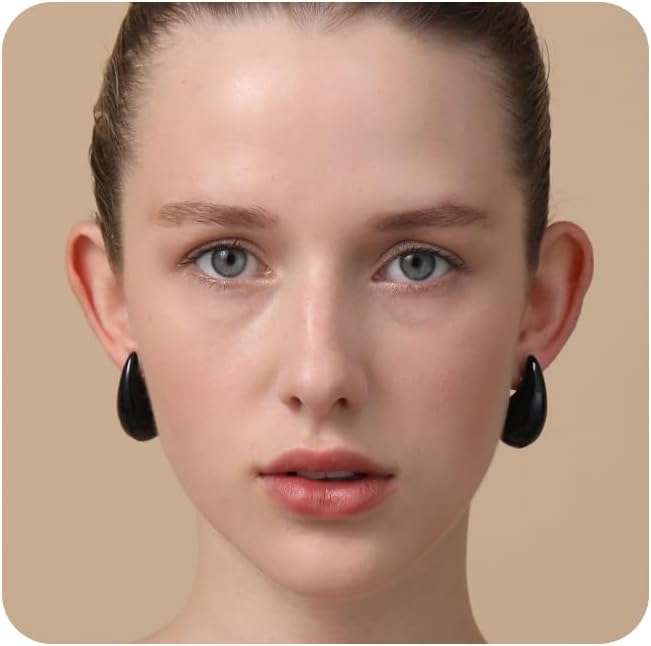 Apsvo Chunky 14K Gold Plated Hoop Earrings for Women, Lightweight Waterdrop Hollow Open Hoops, Hypoallergenic Dupes Earrings