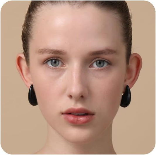 Apsvo Chunky 14K Gold Plated Hoop Earrings for Women, Lightweight Waterdrop Hollow Open Hoops, Hypoallergenic Dupes Earrings