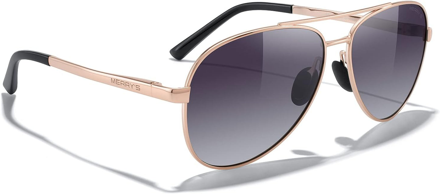 MERRY'S Aviator Sunglasses for Men Women - Polarized Driving Sun glasses Mirrored Lens UV 400 Protection 58 MM